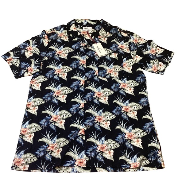 Jeremiah Mens Floral Linen‎ Blend Shirt Short Sleeve Button Up Casual - NWT